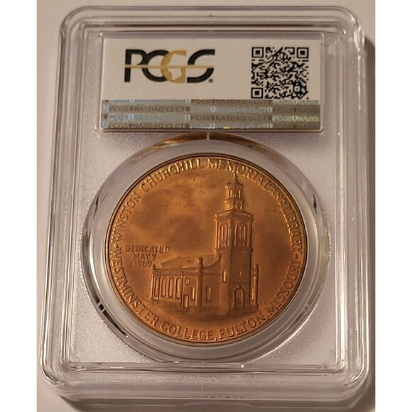 1969 P Churchill Memorial Bronze Medal D1969-5c MS64 RB PCGS - Picture 2 of 2